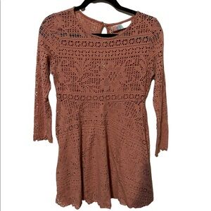 Free People Beach Loose Knit Dress Ling Sleeves Button Up Back Size Small Petite